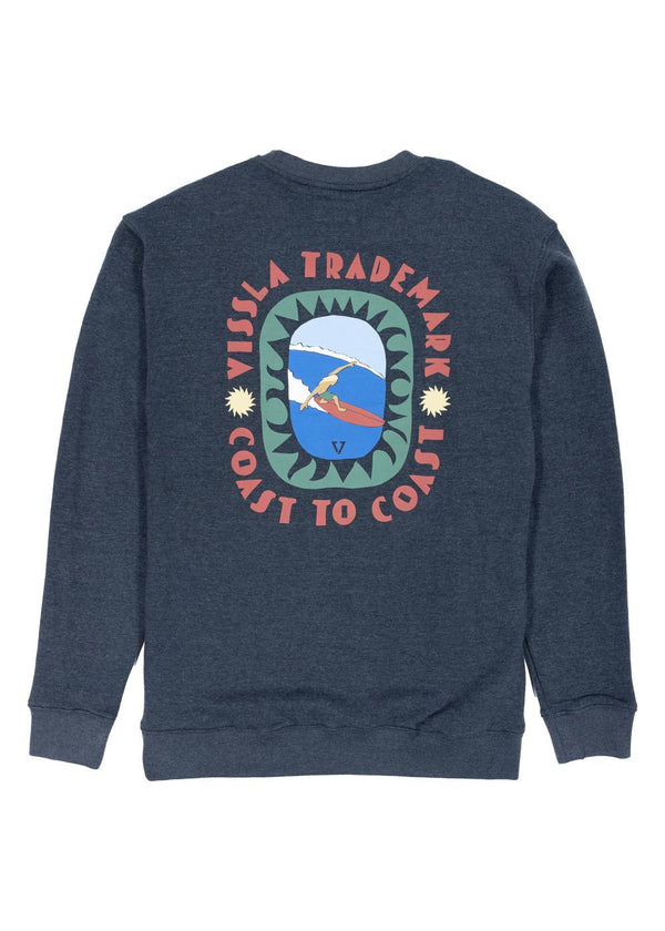 Vissla Coastal Life Eco Fleece Crewneck in Black Heather