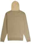 Vissla William Fleece hoodie in fatigue green with beige hood, back view.