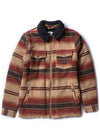 Vissla Buffalo Jacket with striped pattern and sherpa collar, front view.