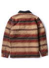 Vissla Buffalo Jacket with striped pattern, back view.