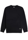 Front view of Vissla Creators Elvis Crew Sweater in black with logo detail.