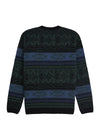 Vissla Blur Jacquard Crew Sweater with green and blue patterned design, back view.