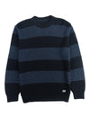 Vissla Creators Oaxaca Eco Crew Sweater in dark naval with striped design.