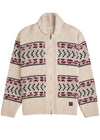 Vissla Rancher Jacquard Gilet, heavy-weight cardigan with front zip, beige with patterned design.