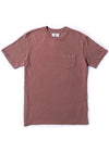 Vissla Solid Sets Pkt Tee in fired brick color, front view with pocket.