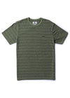 Vissla Creek Ss Tee in fatigue green with subtle stripe design, front view.