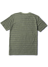 Vissla Creek Ss Tee in fatigue green, back view showcasing striped design.