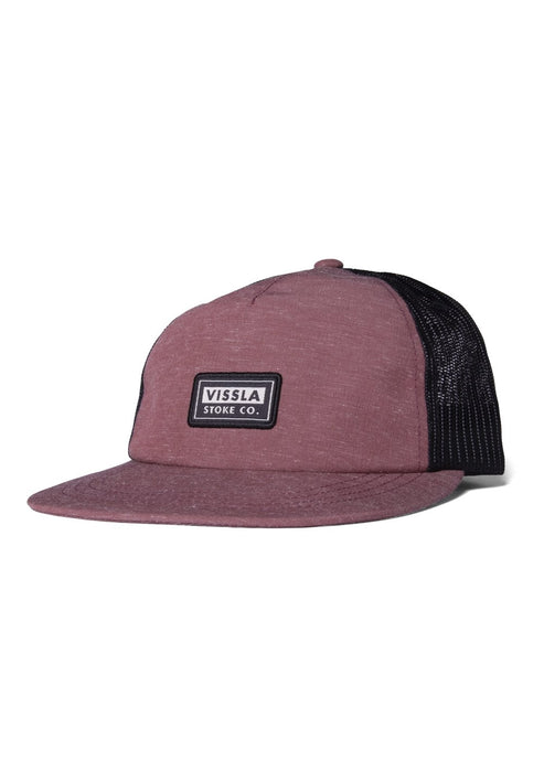 Vissla Lay Day Eco Trucker II Hat in brick color with mesh back.