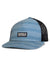 Vissla Lay Day Eco Trucker II Hat in blue stripe with mesh back.