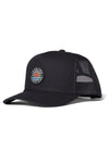 Vissla West Winds Eco Trucker Hat in black with mesh back and logo patch.