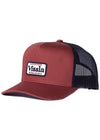 Vissla Solid Sets Eco Trucker Hat in rust red with black mesh back.