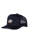 Vissla Solid Sets Eco Trucker Hat in black with mesh back and logo patch.