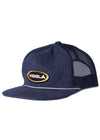 Vissla Daybreak Eco Trucker Hat in navy with front logo patch and mesh back.