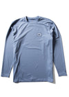 Vissla Easy Seas Eco L/S Lycra in dusk blue, front view with small chest logo.