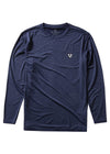 Vissla Twisted Eco L/S Lycra in dark naval heather, front view.