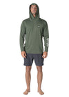 Vissla Twisted Eco Hooded Ls Sun Shirt in Army Heather