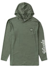 Vissla Twisted Eco Hooded Ls Sun Shirt in Army Heather, view 2
