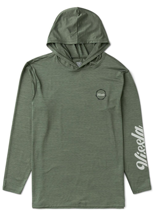 Vissla Twisted Eco Hooded Ls Sun Shirt in Army Heather, view 2