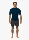 Vissla High Seas II 1mm short sleeve wetsuit jacket in navy, front view.