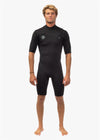 Front view of Vissla 7 Seas 2-2 Spring Wetsuit in black with chest zip.