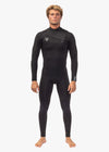 Front view of Vissla 7 Seas Comp 2-2 Full Chest Zip wetsuit in black.