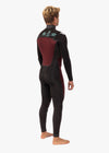 Back view of Vissla 7 Seas Comp 2-2 wetsuit showing interior red panel design.