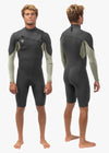 Vissla Natural Seas 2-2 LS Spring wetsuit, front and back view, black and olive design.