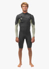 Vissla Natural Seas 2-2 LS Spring wetsuit, front view, stylish black and olive color scheme.