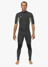 Vissla Natural Seas 2-2 Ss Full Suit front view, short-sleeve wetsuit in dark gray.