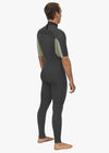 Vissla Natural Seas 2-2 Ss Full Suit back view, dark gray wetsuit with green panels.