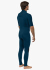 Back view of Vissla High Seas II 2-2 S/S full suit in navy, highlighting flexibility.