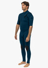 Side view of Vissla High Seas II 2-2 S/S full suit in navy, showcasing sleek design.