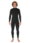 Front view of Vissla New Seas 4-3 U-Zip Wetsuit in black, full-body design.