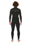 Rear full-body view of Vissla New Seas 4-3 U-Zip Wetsuit in black.