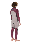 Back view of Vissla New Seas 4-3 U-Zip Wetsuit in maroon, showcasing patterned details.