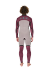 Vissla New Seas 4-3 U-Zip Wetsuit in maroon, full back view.