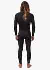 Back view of Vissla 7 Seas 3-2 Chest Zip Full Suit in stealth black.