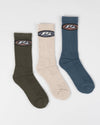 Rusty High Times Mid Calf 3-Sock Pack - Multi