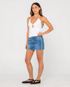 Rusty Flip Mommy Low Rise Mini Denim Skirt