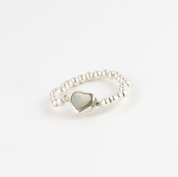 Pineapple Island Elasticated silver bead ring