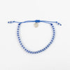 Blue beaded Pineapple Island anklet VIL-010 with adjustable cord and charm.