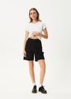 Afends Emilie- Denim Workwear Short - washed black
