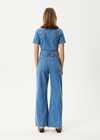 Afends Miami- Denim Flared Jumpsuit - worn blue