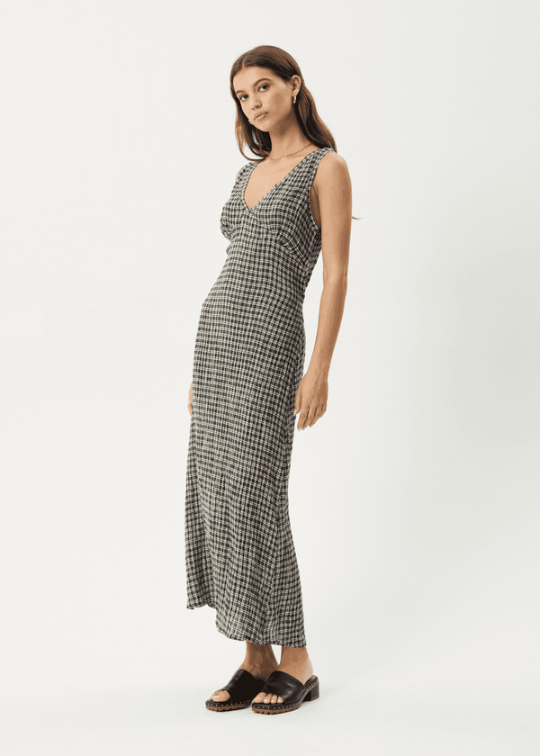 AFENDS Asta Seersucker Maxi Dress - Steel Check