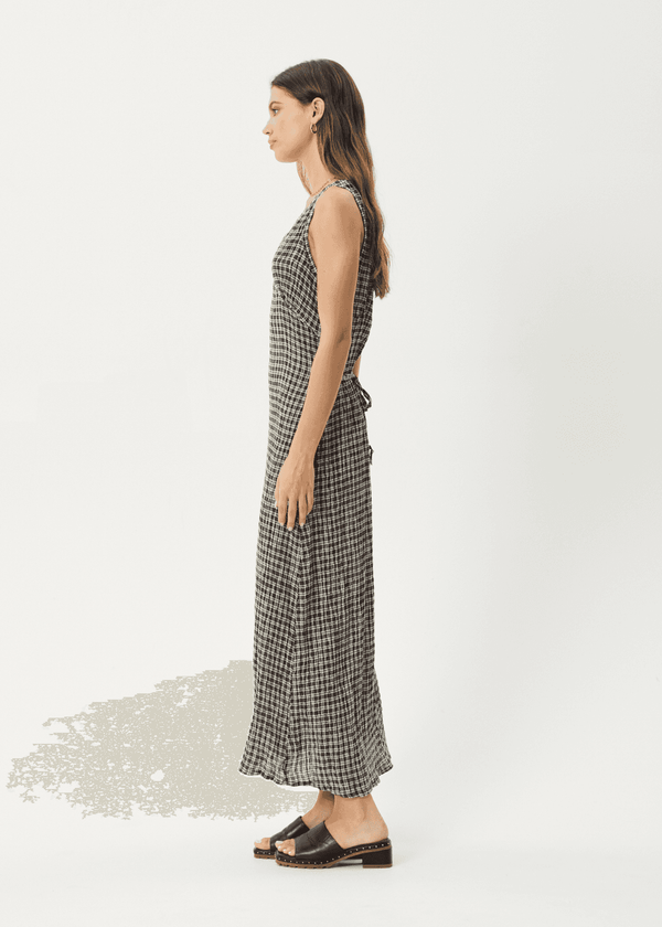 AFENDS Asta Seersucker Maxi Dress - Steel Check