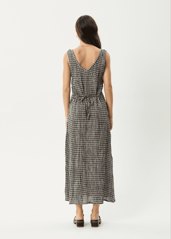 AFENDS Asta Seersucker Maxi Dress - Steel Check