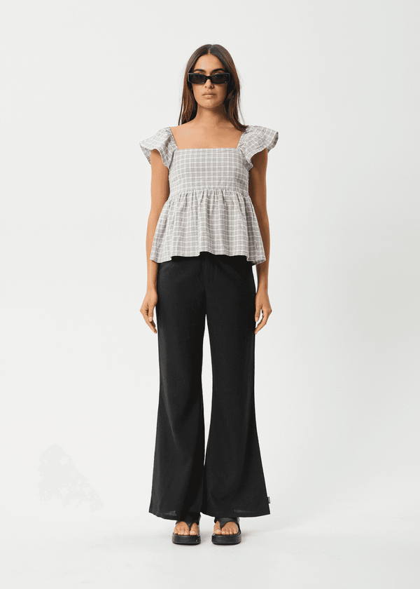 AFENDS Seersucker Top - Taupe Check