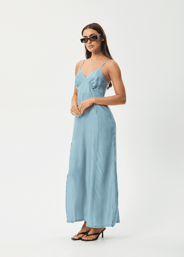 AFENDS Delia Cupro Maxi Dress - Ether Blue
