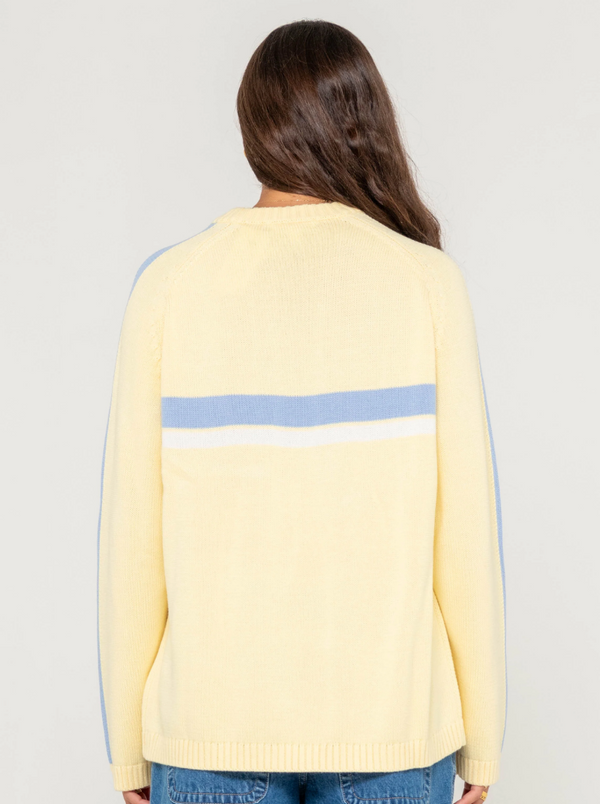 Rusty White Lines Long Sleeve Crew Neck Knit