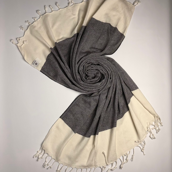 WeaviCo Diamond Turkish Towel with End Border – 100% Cotton